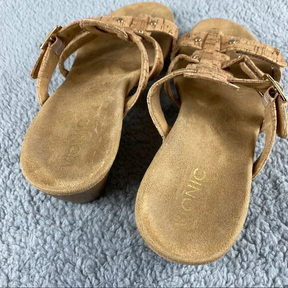 VIONIC RADIA CORK Wedge Sandals Slides Slip On Adjustable Straps Buckle Womens 9 - Picture 10 of 13